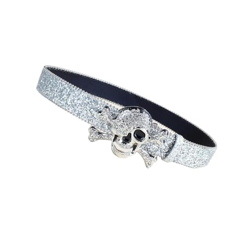Glitters Punk Leather Belt with Rhinestones Casual Wear Waistband Western Belt for Western Wear and Trousers