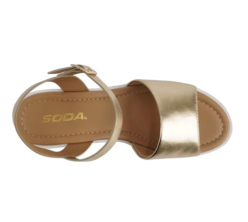 Image of Soda inchStacie inch ~ Women Open Toe Lug Sole Mid Block Heeled Sandals with Adjustable Ankle Strap