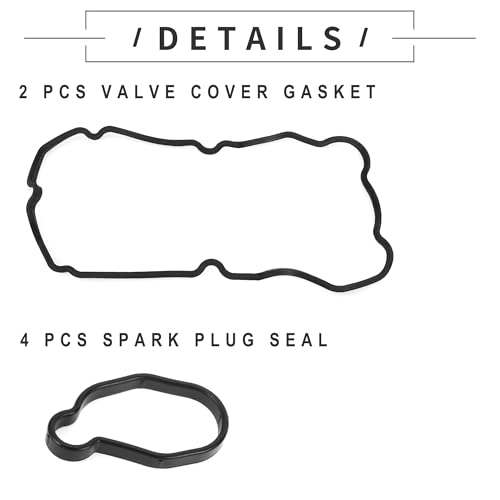 Image of Motoforti Valve Cover Gasket, Cylinder Head Valve Seal Gasket, for Subaru BAJA Turbo 2005-2009, Rubber, with Spark Plug Seals, No.13293AA051 Black, 1 Set