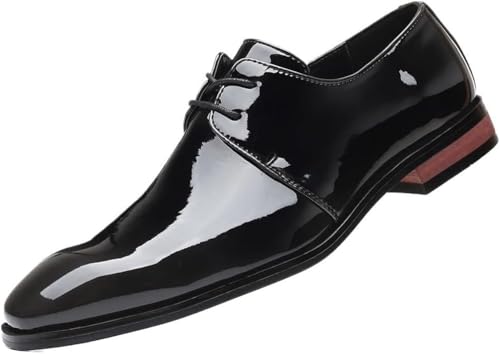 Mens Tuxedo Shoes Lace-up Oxfords Shoes Lightweight Leather Fashion Comfortable Non-Slip Low Top Business Work Shoes