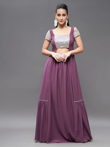 Image of Miss Chase Women's Embellished Square Neck Short Sleeves Waist Band Pocketed Tiered Maxi Co-Ord Set with Pocket