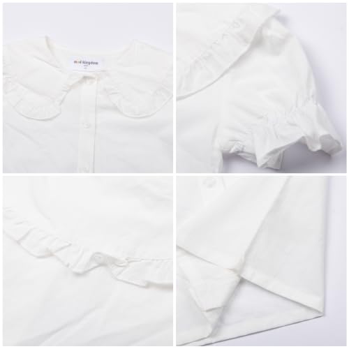 Image of Mud Kingdom Little Girls Peter Pan Collar Blouse Cotton Short Sleeve Button Up