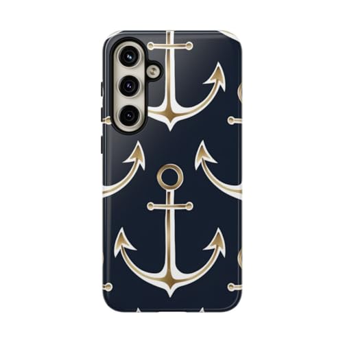 Coque Samsung S24 Plus solide anti-rayures motif ancre marine vernie