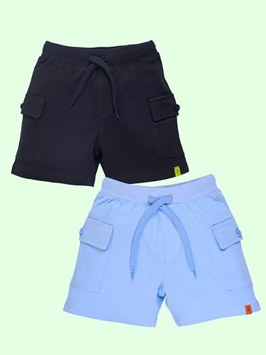 Image of KiddoPanti Boys 100% Cotton Knitted Above Knee Length Basic Cargo Shorts