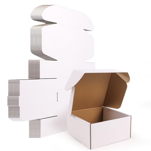 WIFTREY 8x8x4 Shipping Boxes 30 Pack White Packing Box for Small Business 8 x 8 x 4 Corrugated Cardboard Boxes for Mailing Mailing Shipping