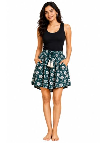 Image of B STORIES Women's Viscose Printed Lounge Culotte Shorts (Pack of 2)