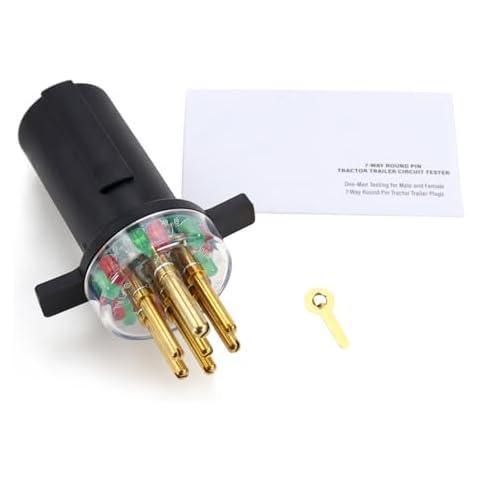 Kefly 7-Way Round Pin Trailer Truck Circuit Plug Tester Replace 7865L, Trailer Tractor Light Tester Cover