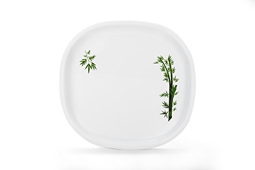 Image of Signoraware Bamboo Plastic Square Full Plate Set, 27cm, Set of 6, White