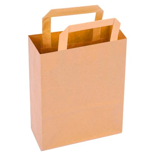 verpacking Papiertragetaschen 22 x 18 x 8 cm Braun [Größe und Farbe wählbar] Geschenktüten Einkaufstüten biologisch abbaubar Einzelhandel 250 Stück