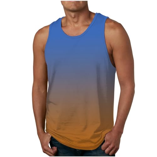 Mens Tank Tops Summer 2025 Sleeveless Gradient Printed Crewneck Shirts Beach Vacation Breathable Lightweight Clothing