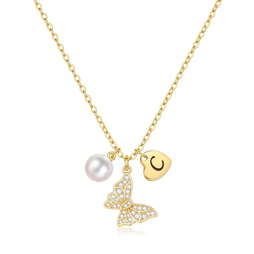 MONOOC Initial Butterfly Necklace - Butterfly Gifts | Butterfly Letter C Necklace, Jewelry Gifts, Butterfly Birthday Gifts