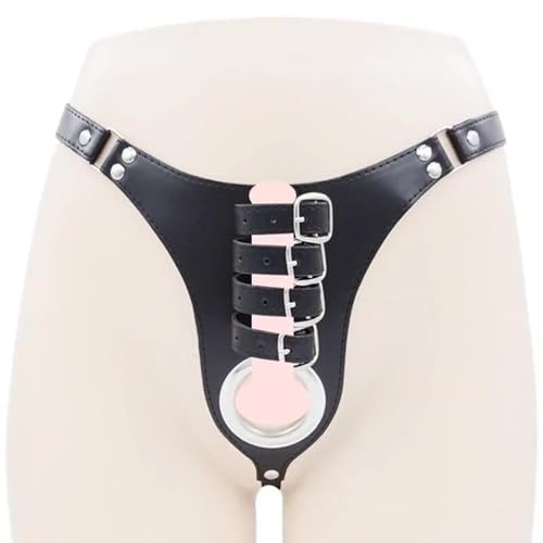 Qiyasex Verstellbarer Keuschheitsgürtel aus Leder Cock Cage Herren Peniskäfig Bondage Belt Penis Käfig Gay Chastity Belt Gerät Sexy Fessel Keuschheit SM Sklave Sex Spielzeug Für Männer Sissy（Schwarz）
