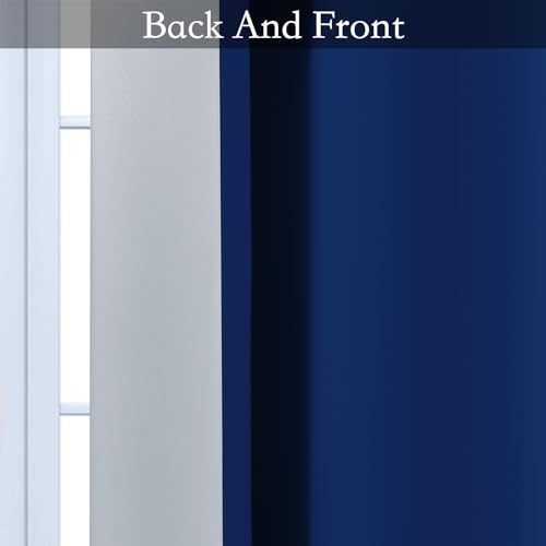 Image of SimpleHome Ombre Room Darkening Curtains for Bedroom, Gradient Royal Blue to Grey White Light Blocking Thermal Insulated Grommet Window Curtain /Drapes for Living Room,2 Panels, 52x84 inches Length