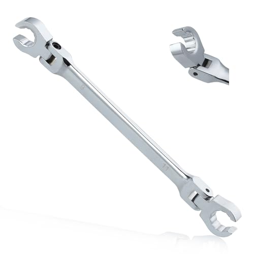 Image of Flex Head Flare Nut Wrench Set 9 * 11mm Metric Double Flexible Line Wrench 40Cr for Automotive and Plumbing Repairs