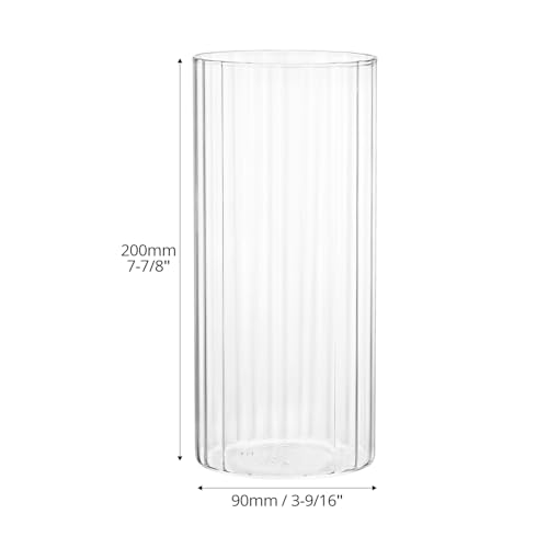 QWORK® 20cm x 9cm Vase Cylindrique en Verre Souffléà la Main pour Fleurs, Décoration Intérieure et Occasions Spéciales – Image 3