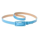 Cinturón Fino De Piel Sintética para Mujer Ajuste Ilimitado Multicolor Colores Pastel Cinturones 1,4cm De Ancho a La Moda Informal(100cm/39, Blue)