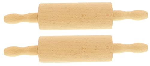 teemando® Lot de 2 rouleaux à pâtisserie en bois de marque pour enfants, 26 cm, axe rotatif, rouleau de massepain, facile à dérouler avec le mini rouleau...