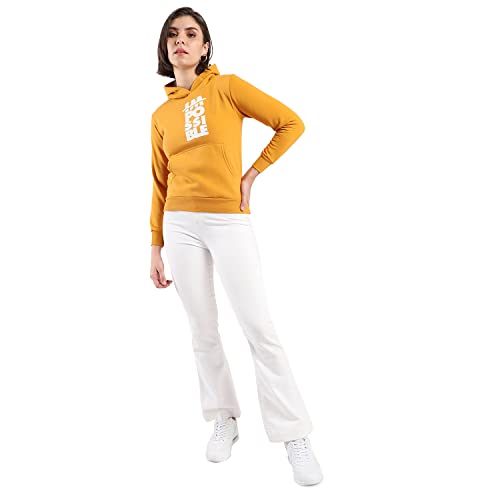 Image of PINACOLADA Women's Cotton Solid Printed Sweatshirt with Hoodie, Regular Fit for Casual Wear Full Sleeve Sweatshirt Crafted with Comfort Fit and High-Performance for Everyday Wear