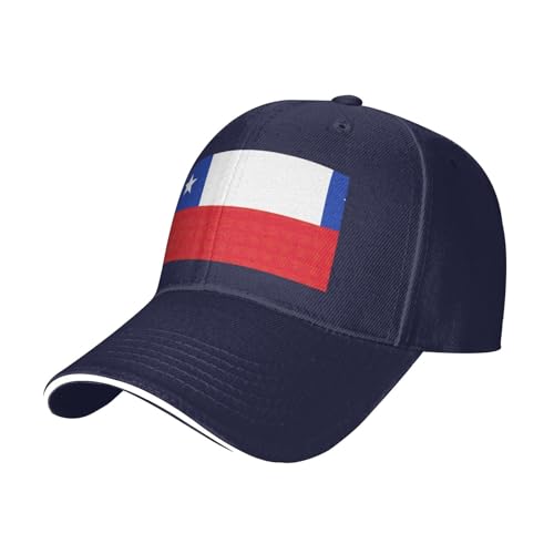 PUYhgb Gorra de béisbol estructurada unisex con estampado de bandera de Chile, para todas las estaciones, gorra transpirable ajustable, azul marino, Talla única