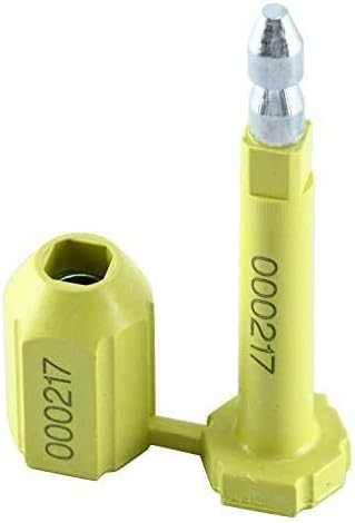 Amarine Made Bolt Seal (100) Shipping Seal with Print Progressive Numbering for Cargo Containers and Truck Trailers, Cargo Container Seals Yellow (100)
