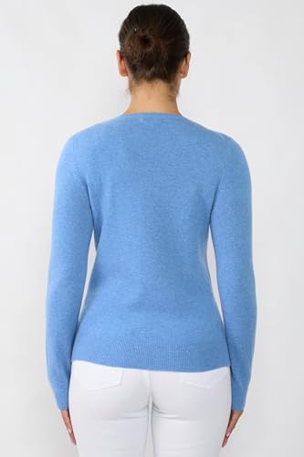 Image of JENNIE LIU Women's 100% Pure Cashmere Long Sleeve Pullover V Neck Sweater
