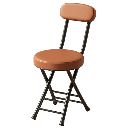 Tabouret de bar pliable 18 pouces avec dossier chaise de cuisine marron clair confortable