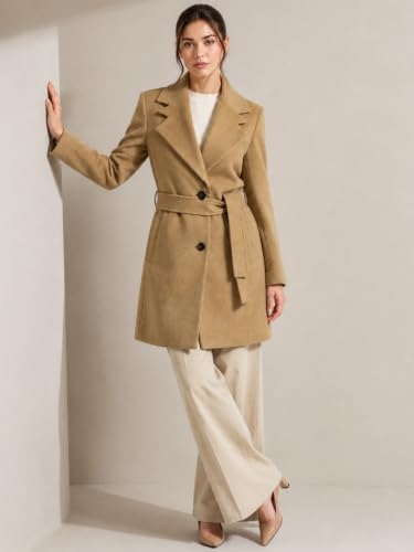 Image of PLAGG Wool Trench Coat for Women Winter Wear With Belt