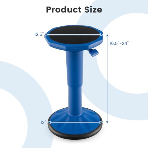 Image of GLACER Wobble Stool, Height Adjustable 16.5-24 inch Flexible Seating (Navy) | Wobble Chair with 360 Rocking, Non-Slip Base, Convenient Handle, No Assembly, Active Seating for Classroom, Home, Office