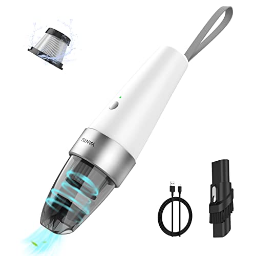 Car Vacuum, YANTU Car Vacuum Cleaner High Power 6000PA Mini Handheld Portable Corded Small Vacuum for Quick Car Cleaning, DC 8.4V Portable Auto Vacuum Cleaner for Wet Dry with 2in1 Brushï¼ˆWhite