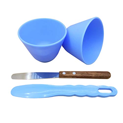 BONEW Lot de 2 bols à mélanger en caoutchouc souple + 2 spatules pour mélange dentaire en caoutchouc PVC pour alginate et plâtre Cover