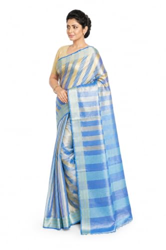 Image of HAIDER ALI AND SONS Pure Tissue Linen Saree for Women with Blouse Piece | Bhagalpuri Handloom Linen Saree | Soft Breathable Lightweight Ethnic Saree for Party, Festival, Office Wear |