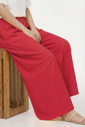 Image of Plaazo Women's Cotton Palazzo | Wide Leg Palazzo for Women | Soft Breathable High Waist Bottom Wear | Comfortable Casual, Office, Travel for Women