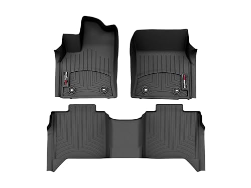 WeatherTech Custom Fit FloorLiners for Toyota Tundra (CrewMax), Tundra Hybrid - 1st & 2nd Row (441708-1-2), Black