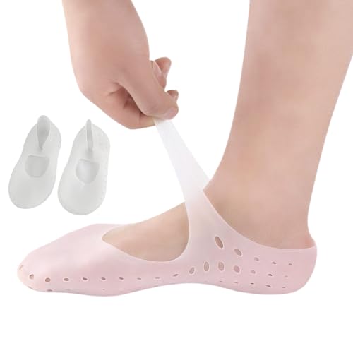 SWOKY 保湿ソックス シリコン 靴下 幅21cm×長さ10cm かかとしっとり つま先 (ホワイト, M)