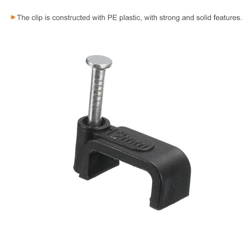 uxcell Clip para cables cuadrados de 12mm con clavos de acero, paquete de 100 piezas, negro miniatura 4