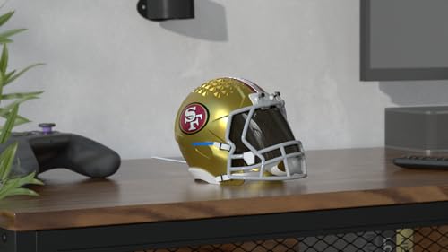 Image of NFL Echo Dot Bundle: Includes Echo Dot | Glacier White and Limited-Edition NFL Helmet Stand | San Francisco 49ers