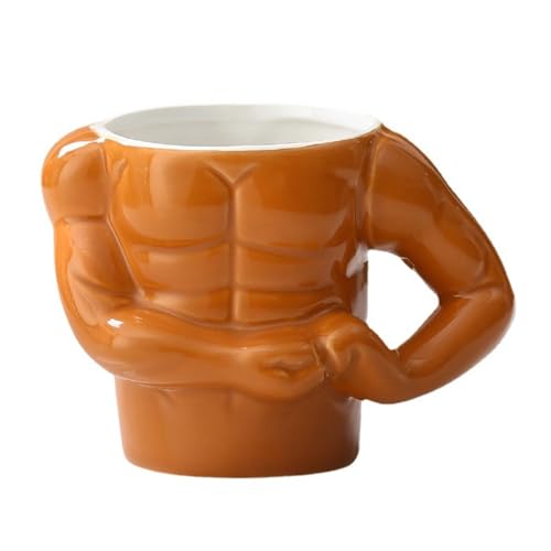 Jipersuo Taza de cerámica con forma de hombre musculoso, tazas de agua únicas, taza de café muscular realista divertida para entusiastas del gimnasio y decoración del hogar