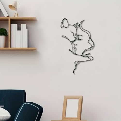 Décoration murale en métal chat noir Huspox pour salon moderne - 4