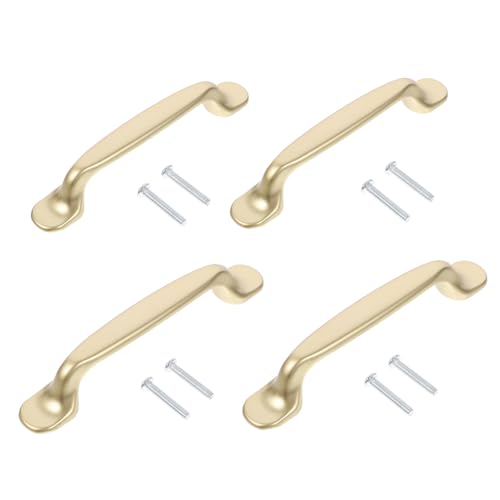 Abaodam 4個 金色ブラッシュド仕上げキャビネットプル 北欧風キッチン引き出しドア取っ手 間距離 衣類収納や家具用耐久性ハンドル