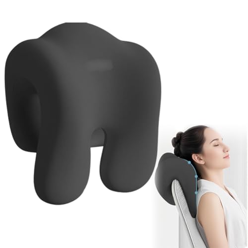 Fouvin Nackenstütze mit Memory-Effekt | Bürostuhl Nackenkissen | Kopfstützenkissen für Erwachsene & Studenten | Dunkelgrau (schwarz)
