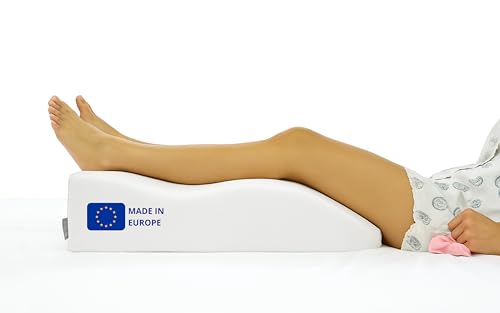Fushia Medical Care Almohada para Piernas Ortopédica de Espuma Suave y Funda Lavable para Personas con Mala Circulación Sanguínea/Retención de Líquidos en Las Piernas (Malla Blanca)
