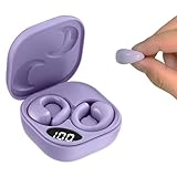 骨伝導 ヘッドセット 開放型 耳挟み イヤホン 骨伝導イヤホン 耳を塞がない 数字LEDディスプレイ骨伝導5.3 音質 片耳ヘッドセット 耳をふさがない 超軽量 低延遅 12026(Purple)