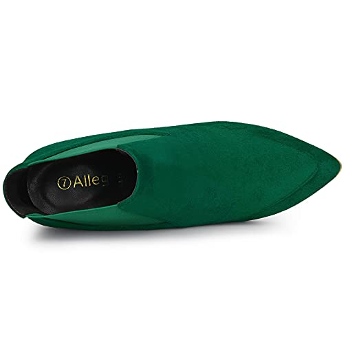Allegra K Allegra K Women Pointed Toe Stiletto High Heel Emerald Green Chelsea Booties 9.5 m US