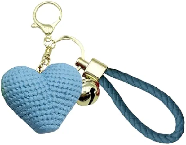 Unpafcxddyig Heart Shape Resin Keychains with Bell Key Rings for Women Bag Charms