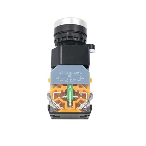 Interruptor de botón 22mm LA38-11D 220V AC contacto plateado autocierre amarillo 4