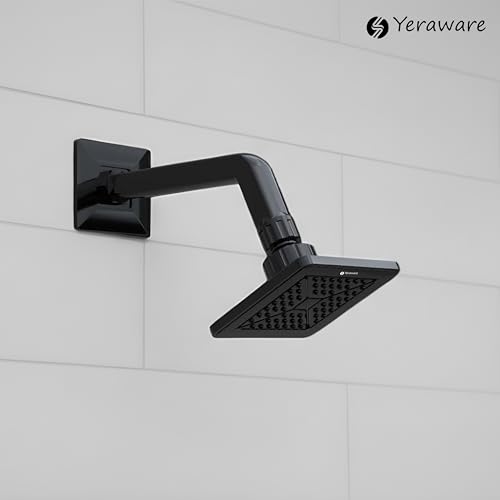 Image of YERAWAR Wall Mounted Overhead Shower Head | High Pressure Rain Shower | ABS Material Body | Anti-Clog Nozzles | Easy Install Bathroom Shower for Home & Hotel (Black, 6 X 6 Inch)