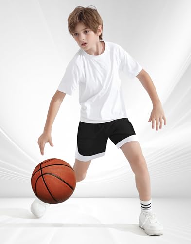 Boys Athletic Shorts with Zipper Pockets Dri Fit Quick Dry Basketball Soccer Mesh Youth Kids Gym Elastic Waistband2