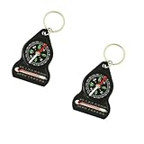  2 Stück Kompass mit Außenthermometer, Kompass Outdoor und Thermometer Aussen Werkzeug, Kinder Navigationszubehör mit Schlüsselanhänger, Aussenthermometer Compass Reise Gadgets
