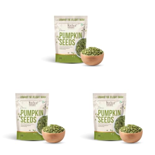 Image of KitchenSmith Premium Pumpkin Seeds - 200gm | Packed with Protein | Healthy Fats & Essential Nutrients for a Healthy Lifestyle | Energy and Skin Glow (Pack of 3)