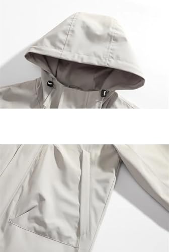Dninmim Men's Solid Jacket Vintage Hooded Windbreaker Outdoor Loose Zip Up Coat4